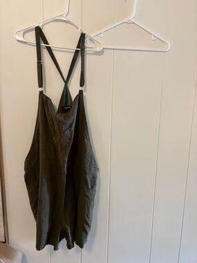 torrid Olive Green Strappy Linen-Blend Romper